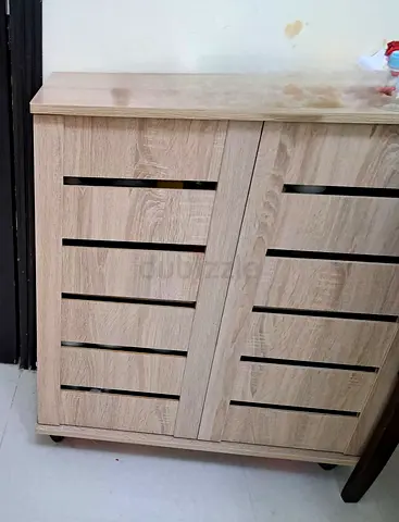 Light Oak Wooden Shoe Cabinet / Storage Cupboard - Good Condition