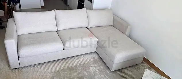 L-shaped sofa bed with chaise, good condition vimle