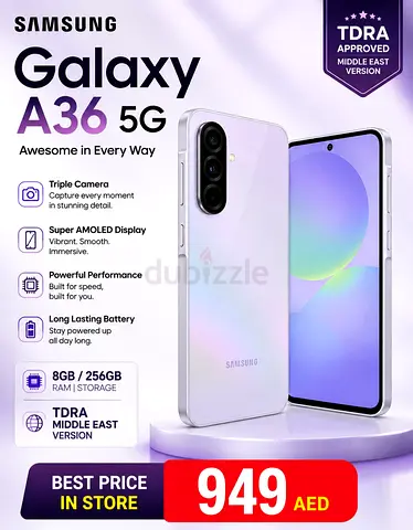 Samsung Galaxy A36 5G - 8GB RAM, 256GB, TDRA Middle East Version
