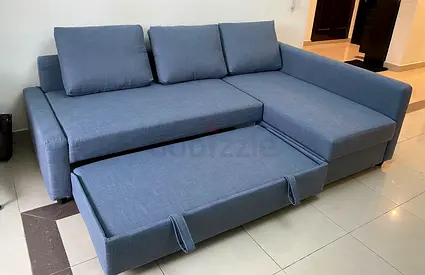 Light gray colour 3 seater L shape Sofa bed with storage