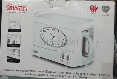 Swan 850W Tea Maker with Built-in Clock, Timer and Ceramic Pot. New. Never Used. AED 260 Only!