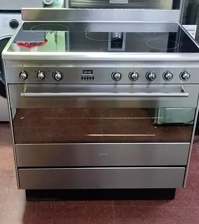 Smeg latest model full electric ceramic 5 hobs stove oven dual fan cooking range 90x60 zew