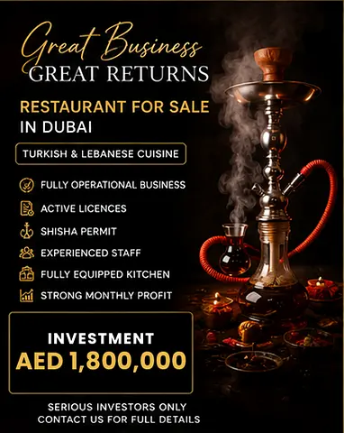 Turkish & Lebanese Restaurant + Shisha Lounge For Sale at One of Dubai's prime location