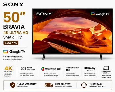 Sony 50″ X77L 4K Google TV | 4K Processor X1 | HDR | KD-50X77L