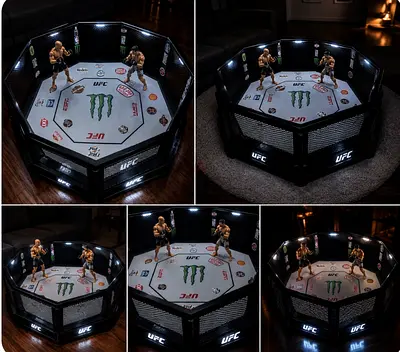 UFC Octagon coffe table with Lights and Fighter Figures