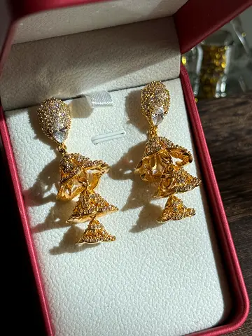 ✨ Luxury Three-Tier Sparkly Statement Jhumkas from Maleka Jewelz✨