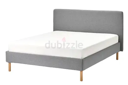 IKEA TÄRNKULLEN Grey Fabric Double Bed Frame with Mattress