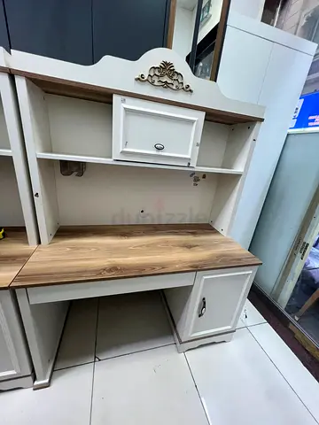 Classic Wooden Study Desk with Hutch and Storage Cabinet