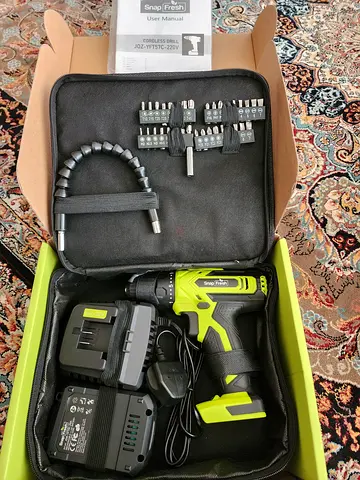 SnapFresh Cordless Drill - 20V Cordless Drill with Battery and Charger, Power Drill Set with 2 Varia