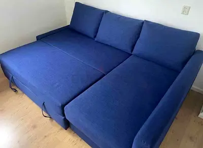 Blue l Shaped sofa bed with storage