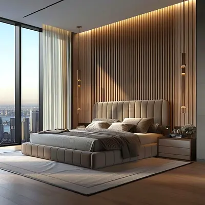 Modern Upholstered Platform Bed with Headboard and Nightstands