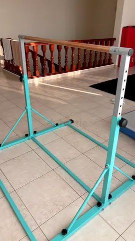 Adjustable Freestanding Gymnastics Bar - Light Blue, Good Condition