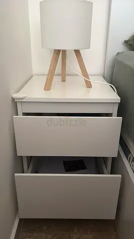 IKEA KULLEN & MALM - chest of 2 and 3 drawers, white - FREE LIGHT NIGHTSTAND