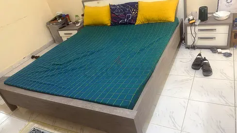 King size wooden bed frame with mattress
