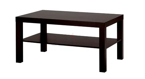 Dark Wood Coffee Table with Lower Shelf - Solid Simple Design
