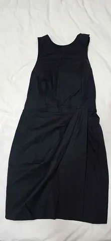 Christian Dior Black Cotton Draped Sleeveless Faux Wrap Mini Dress - Size M