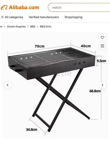Portable Foldable Charcoal BBQ Grill - 70x40cm