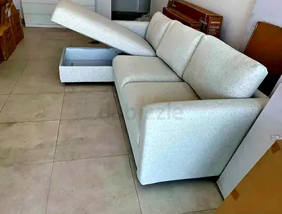 Light grey 3-seater sofa with storage, like new