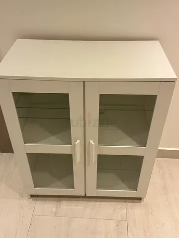 Brimnes IKEA White Glass-Front Display Cabinet with 2 Doors and Shelves