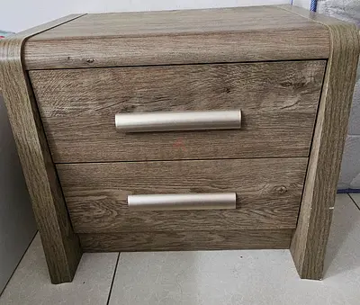 2 Wooden Bedside Table / Nightstand - Light Oak Finish