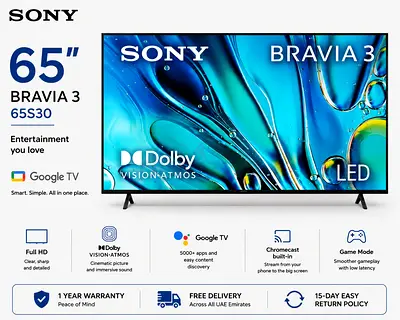 Sony Bravia 65" 65S30 LED Smart TV - Google TV, Dolby Vision/Atmos
