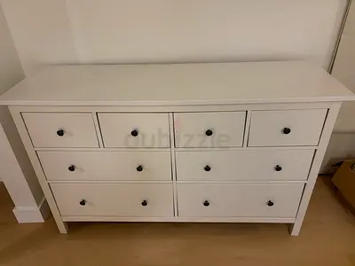 White 8-Drawer Wooden Dresser / Chest - Good Condition IKEA Hemnes