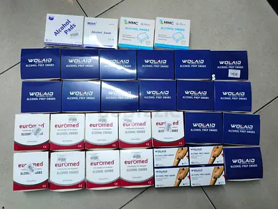 Bulk unopened alcohol prep swabs - unused boxes