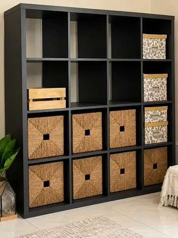 IKEA kallax with seagrass KNIPSA storage