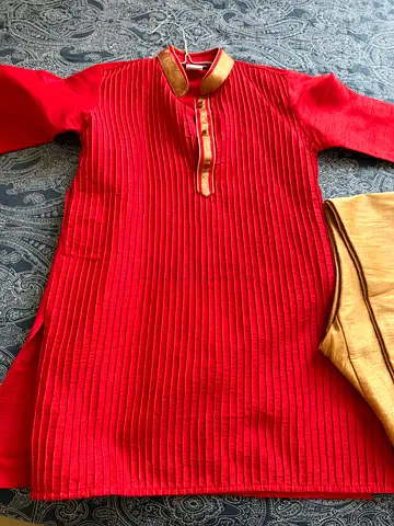 Baby hug , red kurta with beige trouser ( 4-5 yr boys )