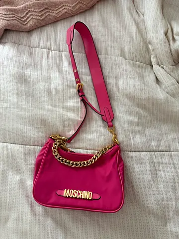 Moschino pink shoulder bag with gold chain strap