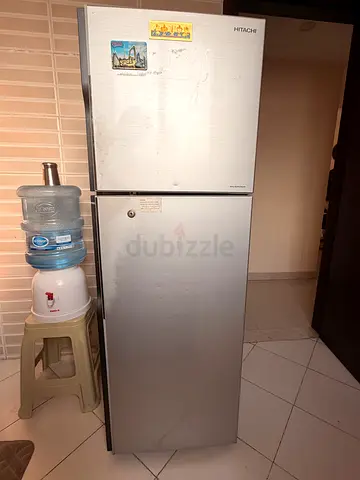 Silver Hitachi Double-Door Refrigerator - Good Working Condition