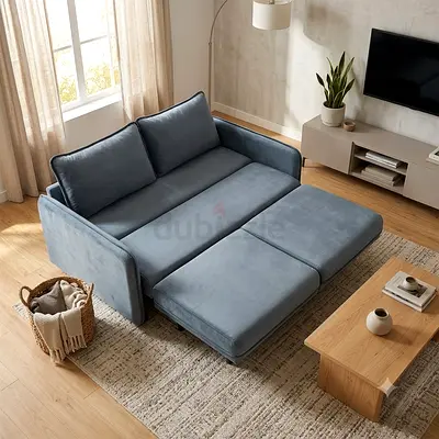 Compact 3-seater Sofa Bed in Grey Blue - Good Condition