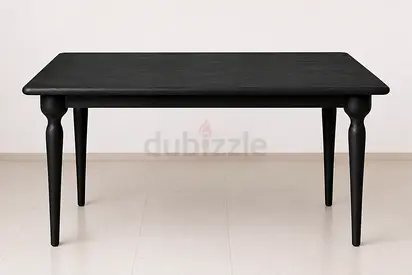 Solid Wood Dining Table with 6 Windsor Chairs - Dark Finish