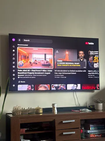 Used 65’ Samsung TV with remote and wall mount