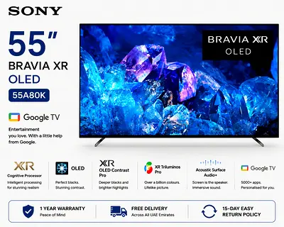 Sony 55″ A80K OLED 4K Google TV | 100Hz Native | 4K 120Hz Gaming | XR-55A80K