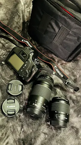 Canon EF-S 18-55mm Lens & 75-300 mm lens with Camera Body and Bag - Good Condition