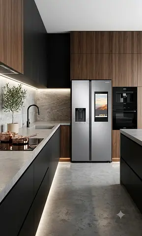 Samsung Side-by-Side Refrigerator – Built-In Touchscreen & Water Dispenser