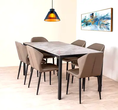 Luxury Design Premium Quality Marble Top Dining Set 6 Seatr