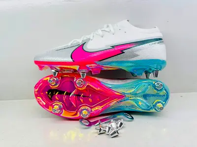 Nike Mercurial Superfly SG Football Boots - White with Pink/Blue Sole (Size -40 only )