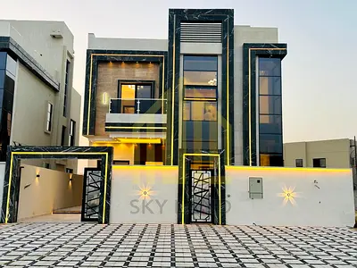 Luxury villa for sale in Ajman | 5 master bedrooms | Two floors and a roof | Freehold ownership including registration fees for life