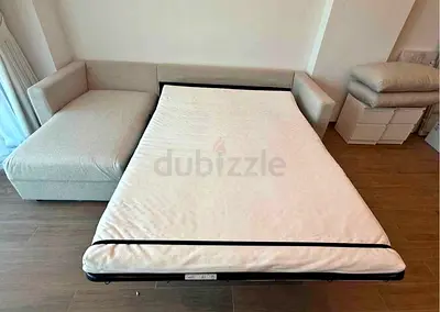 Comfortable L-Shaped Sofa Bed in Light beige
