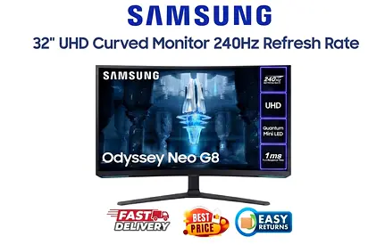 Samsung 32 inch Curved Gaming Monitor - 4K 240Hz - Original Box, Accessories - WARRANTY