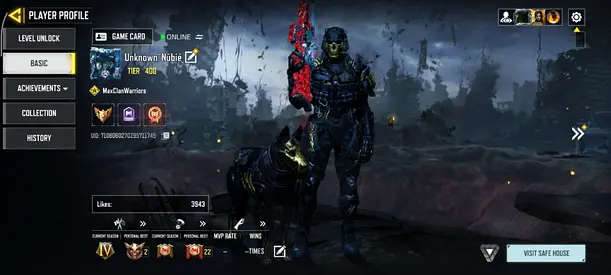 Call of Duty Mobile account with high-level character and skins