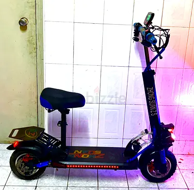 Electric Scooter with Seat - 48V, Dual Suspension, LED Lighting