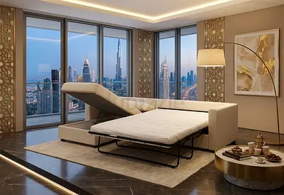 Modern Beige L-Shaped Sofa Bed with Storage