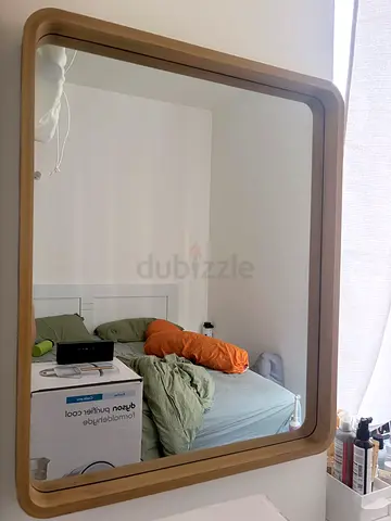 Wood and Glass Mirror - 63.5 x 78.5 x 5 cm