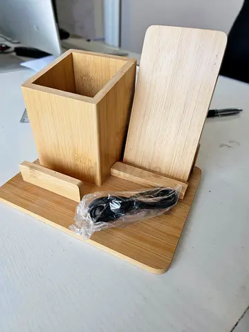 Bamboo Desk Organizer with Phone Stand and Pen Holder - Like New