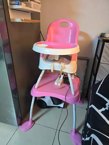 Pink Baby High Chair with Safety Harness (6 months - 3 years)