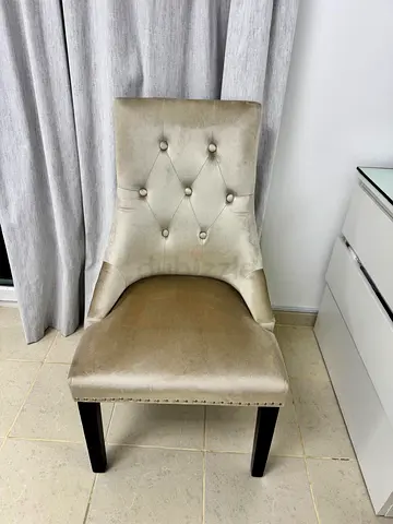Elegant Beige Velvet Dining / Accent Chair