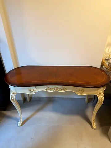Classic Console Table with Gold Accents